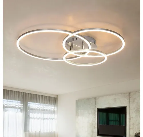 Moderne 3-flammige Deckenleuchte Ringlampe in Nickel und Opalweiß - Elegante Deckenlampe für Wohnzimmer, Schlafzimmer oder Flur. Mit 1770 Lumen warmweißem Licht und modernem Design wird sie zum Blickfang in jedem Raum.
