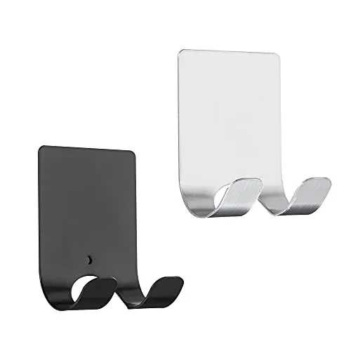 kwmobile 2x selbstklebende Halterung für Rasierer - für versch. Oberflächen - Nassrasierer Halter Set - Wand Haken Schwarz Silber