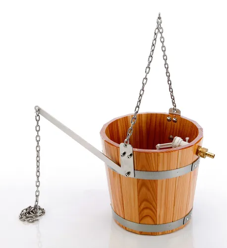 Eliga Schwalldusche aus Holz mit Kette für Sauna in braun von Eliga