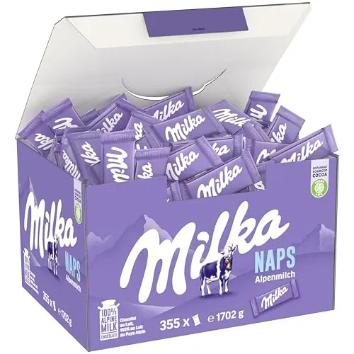 Milka Naps Alpenmilch – Mini-Schokoladentäfelchen aus zarter Alpenmilch-Schokolade – 1 x 1,7kg