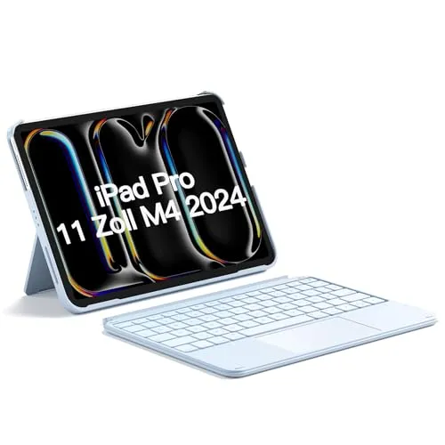 Inateck Hülle mit Tastatur für iPad Pro 11 2024 - Ultraleichte Tastatur mit Touchpad, abnehmbar und ideal für flexibles Arbeiten und Reisen - perfekt für das iPad Pro 11 2024.