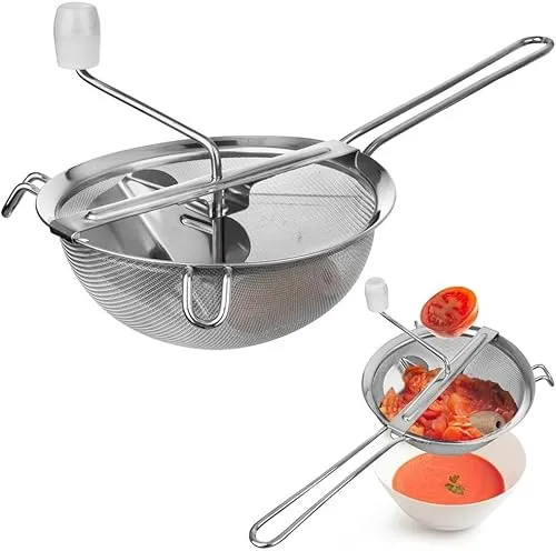 Orion Passiermühle für Gemüse und Obst - Silber - Hochwertige Edelstahl Passiermühle für perfekte Pürees aus Gemüse und Obst. Mit langem Griff und stabiler Positionierung - ideal für müheloses Passieren!