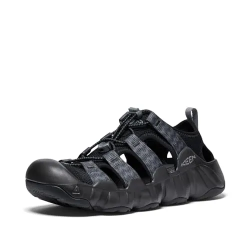 Keen Sandale Hyperport H2 - Herren Schwarz mit Schnellschnürsystem - Wanderschuhe mit Original Fit für optimalen Zehenraum und Bungee-Schnellschnürsystem für einfaches An- und Ausziehen. Ideal für Komfort und Halt auf nassen Oberflächen.