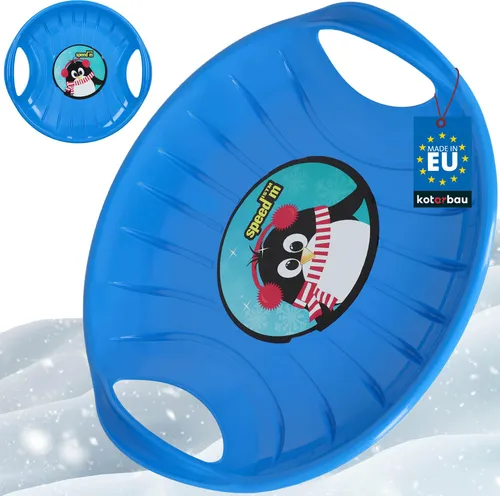 KOTARBAU® Rutschteller 60 cm Popo Rutscher mit Griffen Schlitten für Kinder & Erwachsene Bob Schlitten Kinderschlitten Kunststoff Blau