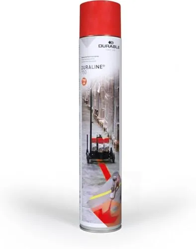Durable Markierungsspray 114003 Duraline, signalrot - Sprayfarbe für dauerhafte Markierungen, wetter- und abriebfest. Ideal für Parkplätze und Betriebswege, mit einer Reichweite von ca. 100 Metern.