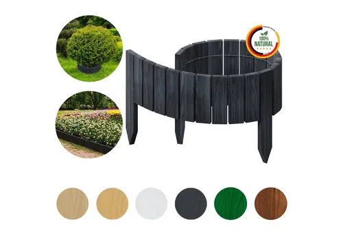 Floranica Palisade Flexible Beeteinfassung Rollborder Beetumrandung Rasenkante Holzzaun, LxH: 100x10 cm, Anthrazit, Rasenbegrenzung Dekozaun Umzäunung von Blumenbeeten Kräutergarten Wege