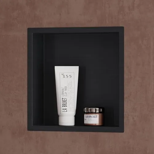 doporro Wandnische Dusche Schwarz 30 x 30cm | Duschablage Bad befliesbar aus Edelstahl | Duschregal Unterputz-Montage