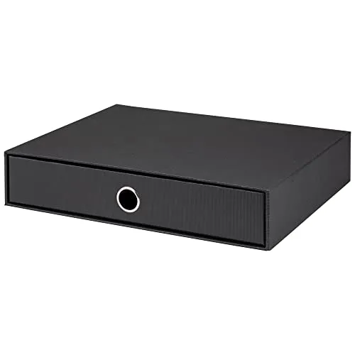 Produktbild Rössler SOHO 1er Schubladenbox aus Papier | Büro Organizer Schreibtisch | Schubladen Organizer Büro Zubehör & Bürobedarf | Schreibtisch Organizer Box | 34 x 25 x 7 cm | 1 Stück | Farbe: Schwarz