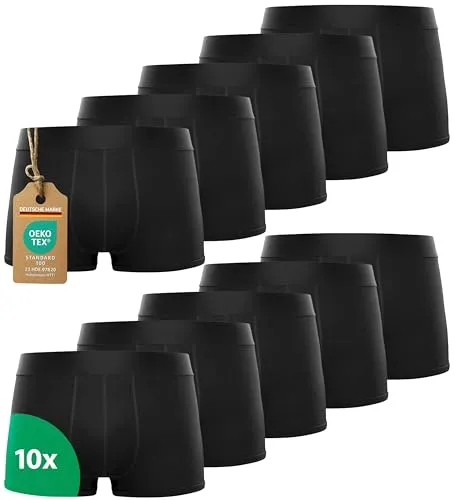 Kemes Boxershorts Herren 10 Pack Baumwolle schwarz - Herren-Boxershorts im Vorteilspack mit 10 atmungsaktiven Modellen, ohne störende Etiketten und mit doppeltem Frontbereich für extra Halt und Komfort.