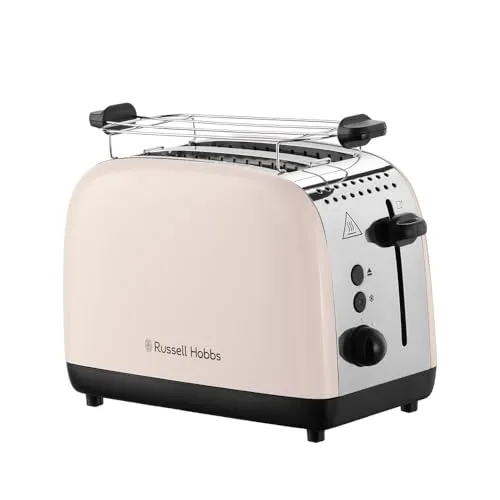 Russell Hobbs Toaster Colours Plus Jasmine - Toaster für 2 Scheiben mit 6 Bräunungsstufen und extra breiten Toastschlitzen. Ideal für schnelles Toasten und Aufwärmen von Brötchen.