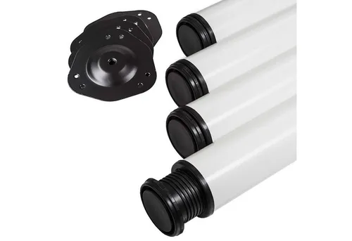 SO-TECH® Tischbein Ø 76 / 80 mm, belastbar bis 75 kg pro Stück, H: 71cm, Stahl, weiß, höhenverstellbar bis 32mm, 4x