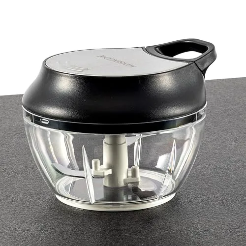 HANSEKÜCHE - Manueller Zwiebelschneider mit Seilzug – Zerkleinerer mit 3 Klingen aus japanischem Stahl für Zwiebeln, Kräuter, Nüsse und Sahne – 500 ml – Spülmaschinengeeignet