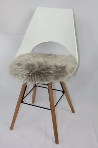 Heitmann Felle Stuhlkissen Lamm - Rundes Sitzkissen aus echtem Lammfell, Ø 45 cm - Kissen aus echtem Schaflammfell, waschbar bis 30°C, sorgt für gemütlichen Sitzkomfort und stilvolle Akzente in Ihrem Zuhause.