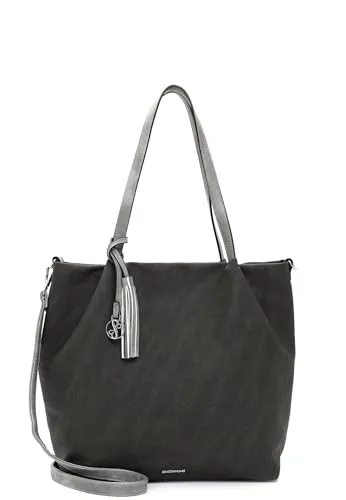 Emily & Noah Shopper E&N Elke 62792 Damen Handtaschen Uni grey 800 - Damen-Henkeltaschen aus hochwertigem, veganem Feinsynthetik, vielseitig tragbar als Shopper oder Umhängetasche, ideal für modebewusste Frauen.