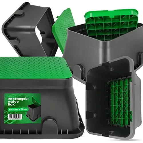 Instalguru Ventilkasten Bewässerung Mit Deckel Ventilbox Garten Rechteckig Schacht 64x50cm Tropfbewässerung Ventilkammer Beregnungsventilkasten Hydrantenschutzgehäuse Bewässerungsanlage