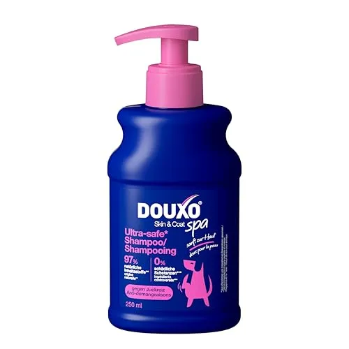 DOUXO Skin & Coat SPA - Ultra-Safe* Shampoo für empfindliche & juckende Haut, 250ml, Reinigt sanft die Haut und beruhigt, hinterlässt Fell glänzend und angenehm duftend, hautfreundliche Rezeptur