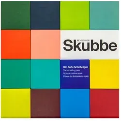 Remember Skubbe - Flottes Schiebespiel für die ganze Familie, fördert Geschick und Schnelligkeit mit 60 Vorlagekarten und 2 Holzspielbrettern