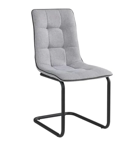 Home4You Esszimmerstuhl - Grau - Moderner Schwingstuhl aus grauer Mikrofaser mit robustem Metallgestell, ideal für stilvolle Esszimmer und Küchen.