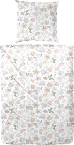 Primera Perkal Bettwäsche 155x220 Blumen Blüten - Bettwäsche-Set aus 100% Baumwolle, atmungsaktiv und pflegeleicht. Mit Reißverschluss, waschbar bis 60°C und trocknergeeignet. Ideal für einen erholsamen Schlaf in stilvollem Design.