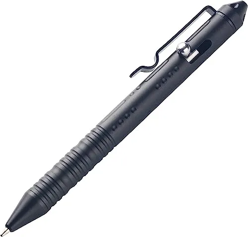 SMOOTHERPRO Ballpoint Pen | Aluminium Bolt Action Pen | Stainless Steel Clip | for Office School Business EDC (TP156) | Colour Black