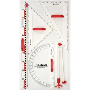 Geoliner Tafelzeichengerät Sigma, Geräteplatte, Lineal, Zirkel, Winkelmesser und 2 Dreiecke je 60cm