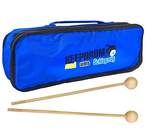 keepdrum MB01BL Glockenspiel Tasche Blau + MST04 Schlägel - Hülle für Glockenspiele mit 5mm Innenpolsterung, ideal für den sicheren Transport und Aufbewahrung von Sonor-Modellen wie GS, SG, MG, GP, NG10 und G10.
