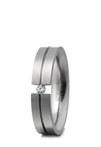 Heideman Ring Damen Verlobungsring aus Edelstahl silber farbend matt Damenring für Frauen mit echtem Stein Brillant 0,05 Karat im Brillant Schliff 2,5mm