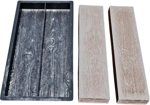 Beton-ABC / Schalungsform Gießformen Holzstruktur Holzbohlenoptik Diele 2 x (60 x 15 x 6 cm) -Terrassenplatten Gehwegplatten selber gießen