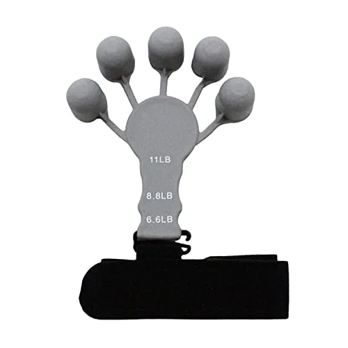 LSYYSL 1 Fingerstärkungsgerät, 1 Einstellband, Silikon-Handgelenksdehner, Handkrafttrainer, Kraftstärkungsmittel, Handübungsgerät für Fingerdehnung, Handmuskeltraining (Grau)