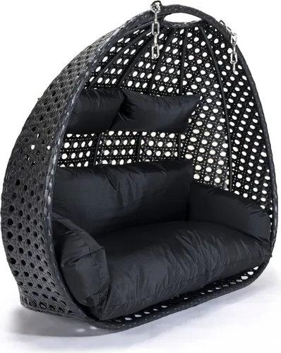 HOME DELUXE Hängesessel Twin - Schwarz - Hängesessel für 2 Personen, elegant und strapazierfähig. Inklusive komfortablem Sitz- und Rückenkissen, witterungsbeständig und ideal für drinnen und draußen.