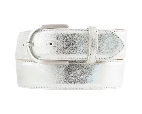 BELTINGER Ledergürtel Damen-Gürtel mit Metall-Optik Echt Leder 4 cm - Leder-Gürtel Metallic- (1-St)