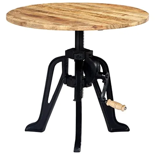 vidaXL Höhenverstellbarer Beistelltisch aus Mangoholz - Stilvoller Wohnzimmertisch aus massivem Mangoholz, höhenverstellbar von 46 cm bis 63 cm, ideal für individuellen Komfort und industriellen Charme.