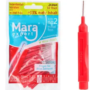 Mara-Expert Interdentalbürsten Basic Pink Minze, ISO-Größe 2, Ø 0,5 mm, für kleine Zahnzwischenräume, 32 Stück