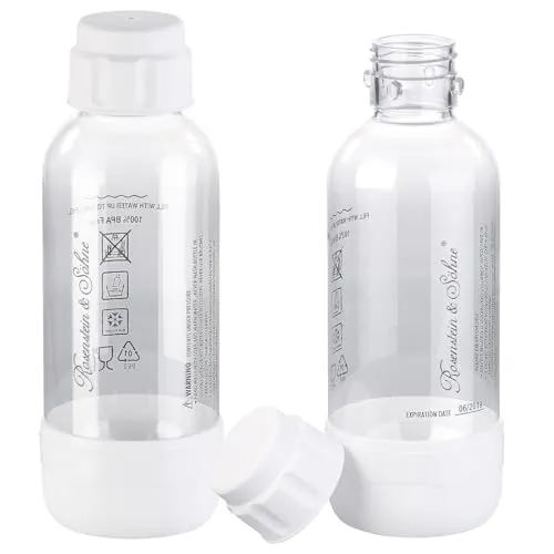 Rosenstein & Söhne Soda-Sprudler: 2er-Set PET-Flaschen für Getränke-Sprudler WS-300.multi, 0,5 Liter (für Kohlensäureflasche, Lemonade, Cocktail)