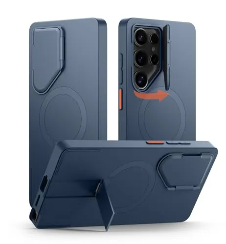 SURITCH Magnetisch Hülle Kompatibel mit Samsung Galaxy S25 Ultra 5G Handyhülle mit Metall Ständer & Kameraschutz Stoßfest Schutzhülle Kratzfest Case für Galaxy S25 Ultra (Blau)