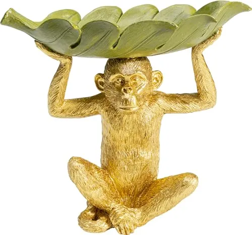 Kare Design Deko Schale, Affe, Bananenblatt, handbemalt, Ablage, 14x24cm