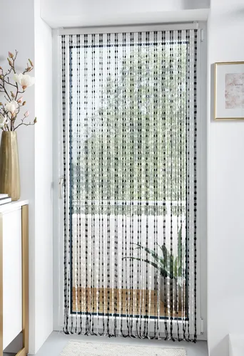 locker Türvorhang Pearl, halbtransparent mit Hakenaufhängung - Raumteiler-Vorhänge, ideal für stilvolle Raumtrennungen mit 72 Strängen, in transparent/schwarz für eine moderne Optik.