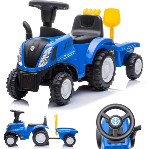 New Holland Traktor Rutscherfahrzeug mit Anhänger - Kinderfahrzeug für 1-2 Jahre, aus robustem Kunststoff, fördert die Motorik und macht Spaß beim Fahren.