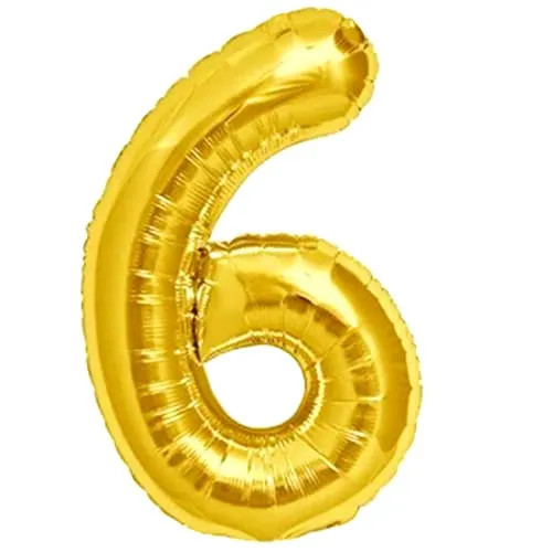 Luftballon 6. Geburtstag Zahl 6 Goldene XXL Riesen Folienballon 100cm Geburtstagsdeko Ballon Zahl Deko zum Geburtstag. Fliegt mit Helium.