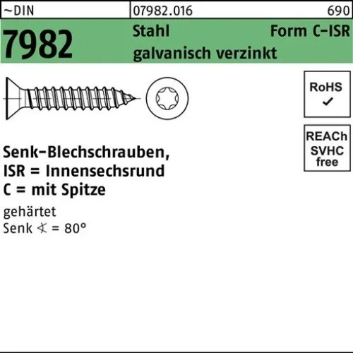 500er PACK(Stk) 007982001050039045 Senkblechschraube DIN 7982 m.Innensechsrund/