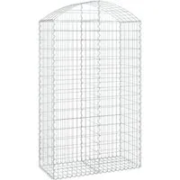 vidaXL Gabione mit Hochbogen 100x50x160/180 cm aus verzinktem Eisen - Gabione für Garten: dekorative und schalldämmende Barriere aus korrosionsbeständigem, langlebigem verzinktem Eisen. Ideal zum Füllen mit Steinen oder Kies.