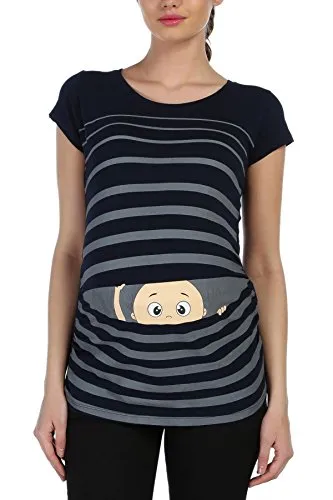 Witzige Umstandsmode T-Shirt Schwangerschaft Geschenk - Kurzarm (Schwarz, Medium) - Stylisches Kurzarm-T-Shirt mit seitlichen Raffungen für optimalen Komfort während der Schwangerschaft. Ideal als Geschenk für werdende Mütter.