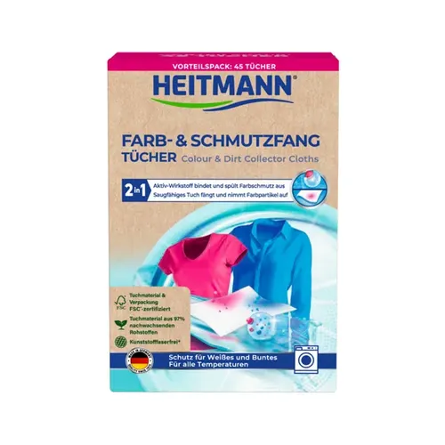 Brauns Heitmann Farb- und Schmutzfangtücher 45 Tücher Schützt 2-fach-aktiv vor Vergrauungen und Verfärbungen 3013/1024064