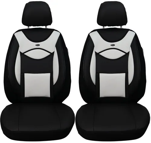BREMER SITZBEZÜGE für Mercedes 190 (1982-93) - 2-tlg. Set in Schwarz/Weiß - Hochwertige Schonbezüge aus Kunstleder und Polyester, passend für Fahrzeuge mit und ohne Sitzheizung. Pflegeleicht und atmungsaktiv, ideal für den täglichen Einsatz.