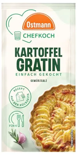 Ostmann Gewürze x Chefkoch - Kartoffelgratin Gewürzsalz | Abgestimmt auf 4 Portionen | Inklusive Schritt-für-Schritt-Rezept und Mengenangaben| 10 g im Beutel