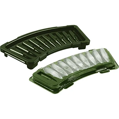 Eiswürfelform Patrone - grün - 10 Fächer für Eiswürfel in Patronenform mit Deckel