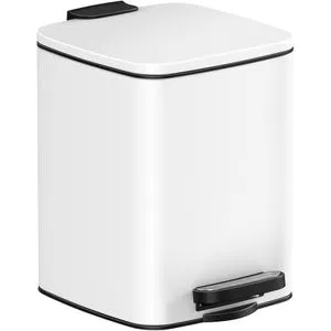 Songmics Mülleimer LTB590W0602, weiß, Kosmetikeimer aus Metall, 6 Liter