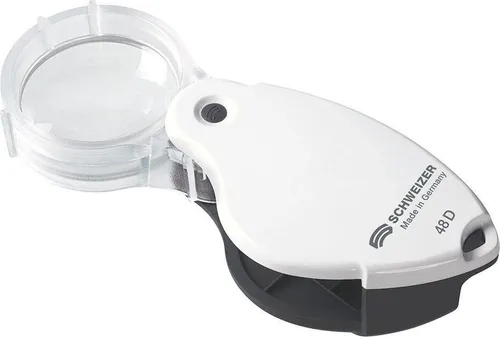 Schweizer Ergo Pocket Lupe 48D – 12-fach Einschlaglupe - Hand- und Einschlaglupe mit 12-facher Vergrößerung, ideal für präzise Detailbetrachtung unterwegs. Kompakt und leicht, perfekt für Hobby und Beruf.