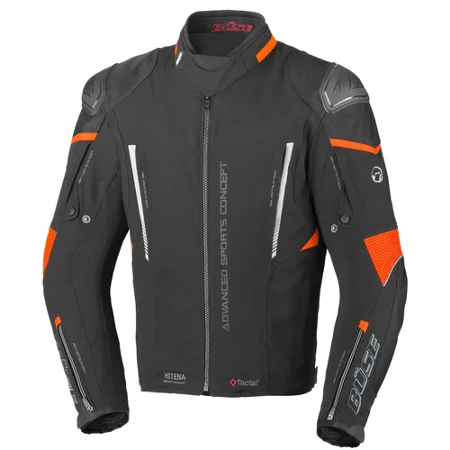 Büse Rocca Herren Motorradjacke Gr. 48 - Wasserdicht mit Protektoren in Orange - Motorradjacke für Herren, wasserdicht und mit integrierten Protektoren für optimalen Schutz beim Fahren, ideal für Sicherheit und Komfort.