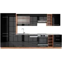 Vicco Küchenzeile Fame-Line, Anthrazit Hochglanz / Goldkraft Eiche - Küchenzeilen mit flexiblen Konfigurationsmöglichkeiten und hochwertiger MDF-Optik, ideal für individuelles Wohnen und optimalen Stauraum.